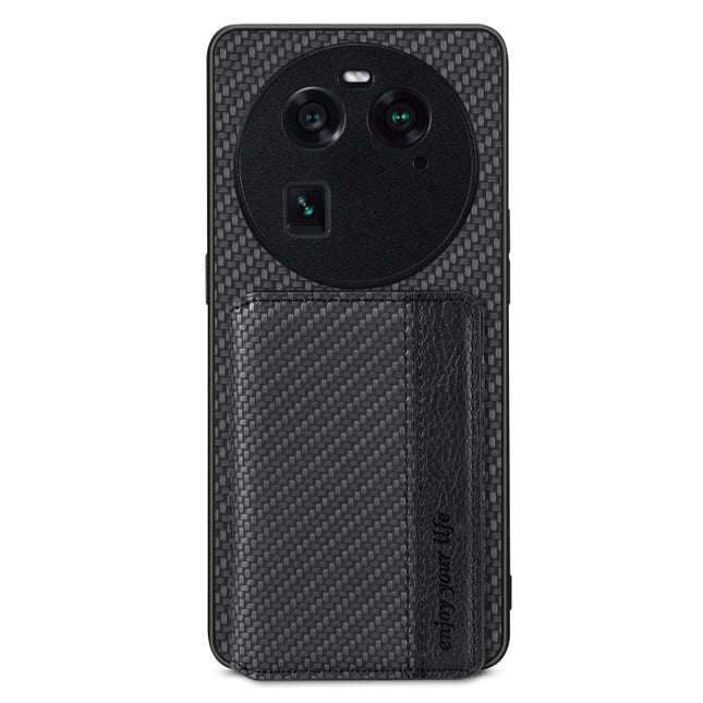Carbon Fiber Magnetic Card Bag Phone Case, For OPPO Find X6, For OPPO Reno5 5G, For OPPO Reno7 5G, For OPPO Reno8 T 4G