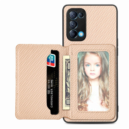 Carbon Fiber Magnetic Card Bag Phone Case, For OPPO Find X6, For OPPO Reno5 5G, For OPPO Reno7 5G, For OPPO Reno8 T 4G