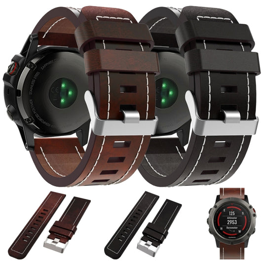 26mm Sewing Leather Steel Buckle Watch Band, For Garmin D2 Delta PX, For Garmin Tactix 7 Pro, For Garmin Tactix 7, For Garmin Fenix 7X, For Garmin Fenix 7X Solar, For Garmin Tactix Delta, For Garmin Enduro 2, For Garmin Enduro, For Garmin Fenix 6X�����...