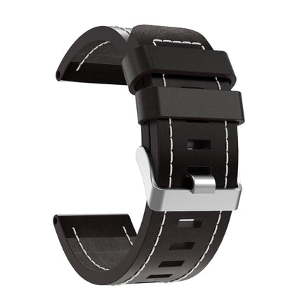 26mm Sewing Leather Steel Buckle Watch Band, For Garmin Fenix 5X Plus, For Garmin Fenix 3, For Garmin Fenix 3 HR, For Garmin Fenix 3 Sapphire, For Garmin Descent MK 1, For Garmin Descent MK 2, For Garmin Descent MK 2i, For Garmin D2 Charlie