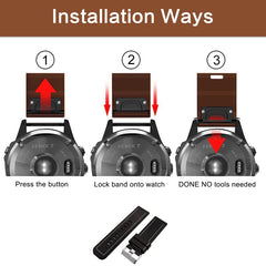 26mm Sewing Leather Steel Buckle Watch Band, For Garmin Fenix 5X Plus, For Garmin Fenix 3, For Garmin Fenix 3 HR, For Garmin Fenix 3 Sapphire, For Garmin Descent MK 1, For Garmin Descent MK 2, For Garmin Descent MK 2i, For Garmin D2 Charlie