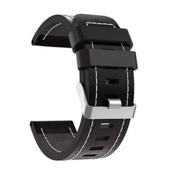 26mm Sewing Leather Steel Buckle Watch Band, For Garmin Descent MK 1, For Garmin Descent MK 2, For Garmin Descent MK 2i, For Garmin D2 Charlie