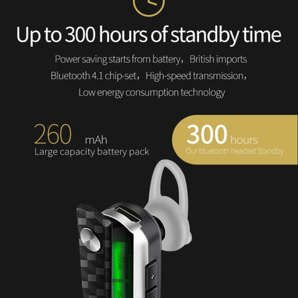 Fineblue HF68 Bluetooth Mini Earphone Business Wireless Earbud Stereo Music Hands-free Calling Earphone Large Battery Capacity, Black