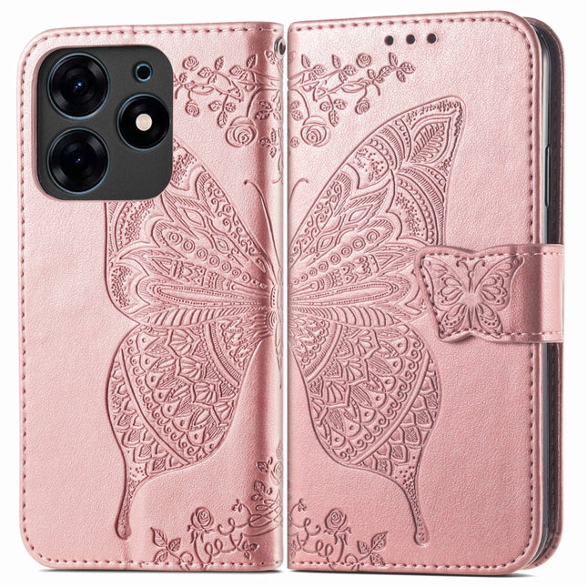 Butterfly Love Flower Embossed Leather Phone Case, For Tecno Spark 10 Pro, For Tecno Spark 10C