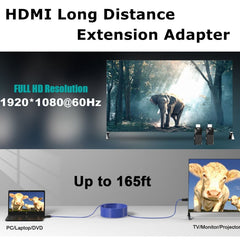 HDMI Extender 165ft Audio Video 1080P Over Cat5 Cat6 Ethernet Cable Transmit Lossless Signal HDMI Long Distance Extension Adapter