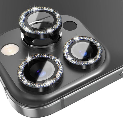 NORTHJO Camera Lens Protector Tempered Glass Bling Glitter Metal Ring Film, For iPhone 13 Pro / 13 Pro Max