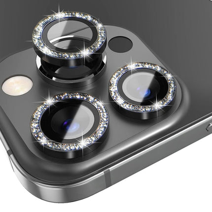 NORTHJO Camera Lens Protector Tempered Glass Bling Glitter Metal Ring Film, For iPhone 13 Pro / 13 Pro Max
