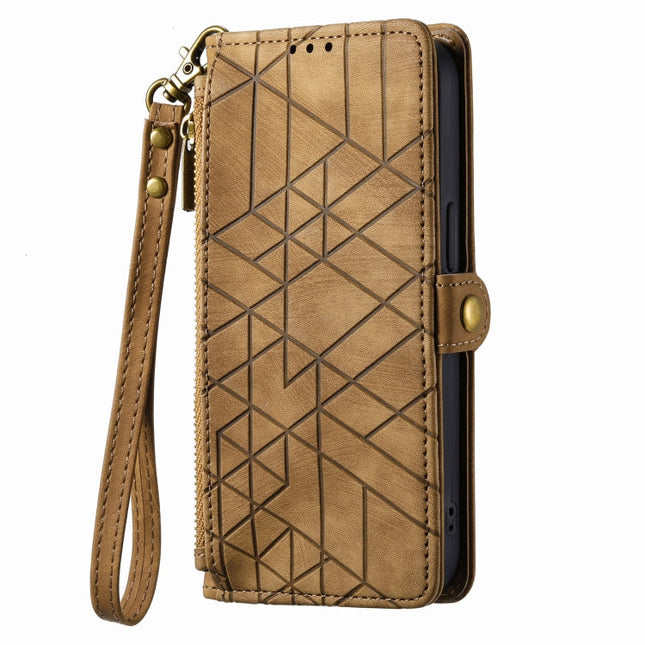 Geometric Zipper Wallet Side Buckle Leather Phone Case, For iPhone 11, For iPhone 11 Pro, For iPhone X / XS, For iPhone XR