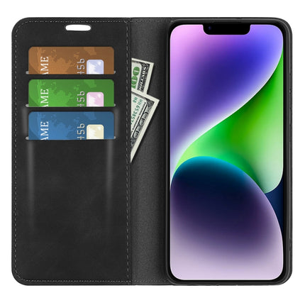 Retro-skin Magnetic Suction Leather Phone Case, For iPhone 15