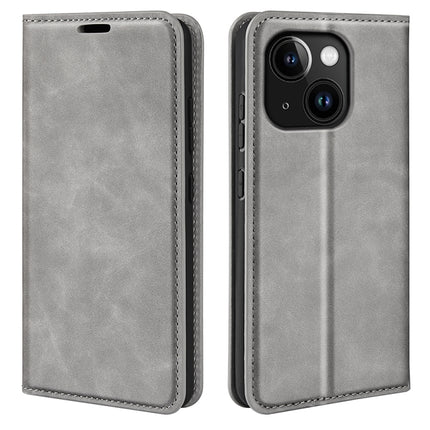 Retro-skin Magnetic Suction Leather Phone Case, For iPhone 15