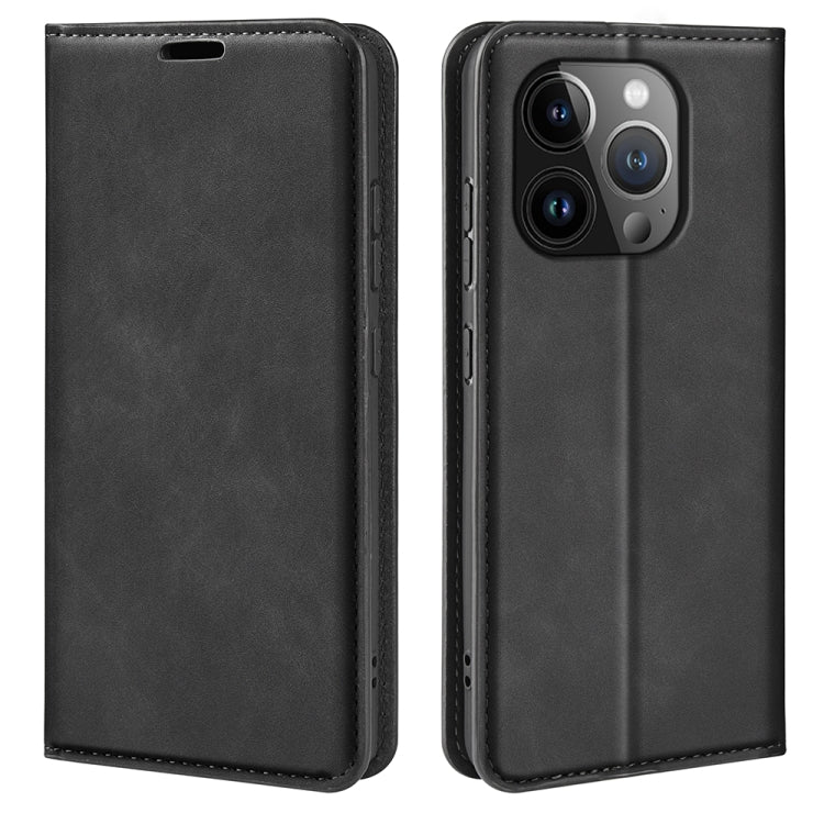 Retro-skin  Magnetic Suction Leather Phone Case, For iPhone 15 Pro, For iPhone 15 Plus, For iPhone 15