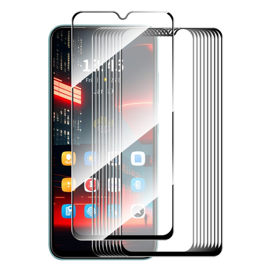 10pcs ENKAY Hat-Prince Full Glue High Aluminum-silicon Tempered Glass Film, For Xiaomi Poco C51 4G, For Xiaomi Redmi A1+ 4G / A2+ 4G, For Xiaomi Poco C50 4G