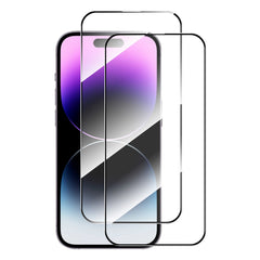 2pcs ENKAY Full Glue High Aluminum-silicon Tempered Glass Film, For iPhone 16 Pro Max, For iPhone 16 Pro, For iPhone 16 Plus, For iPhone 16, iPhone 16e, For iPhone 15 Pro Max, For iPhone 15 Pro, For iPhone 15 Plus, For iPhone 15