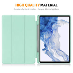 ENKAY Tri-fold Custer Leather TPU Bottom Smart Case with Pen Slot, For Samsung Galaxy Tab S9