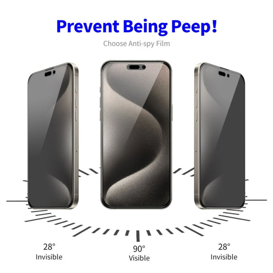 2pcs ENKAY Hat-Prince 28° Anti-peeping Tempered Glass Protector Full Screen Film, For iPhone 16 Pro Max, For iPhone 16 Pro, For iPhone 16 Plus, For iPhone 16, For iPhone 15 Pro Max, For iPhone 15 Pro, For iPhone 15 Plus, For iPhone 15