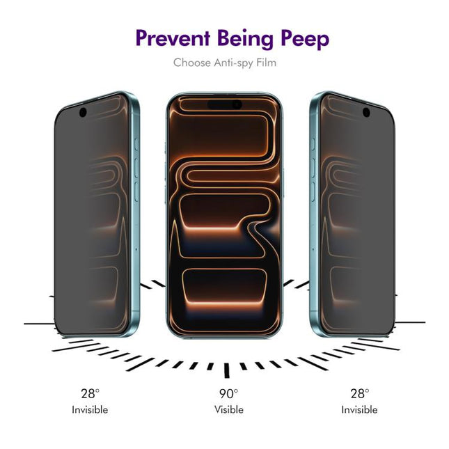 2pcs ENKAY Hat-Prince 28° Anti-peeping Tempered Glass Protector Full Screen Film, For iPhone 17 Pro Max, For iPhone 17 Pro, For iPhone 17, For iPhone Air, For iPhone 16 Pro Max, For iPhone 16 Pro, For iPhone 16 Plus, For iPhone 16, For iPhone 15 Pro Ma...