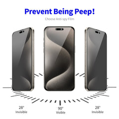 5pcs ENKAY Hat-Prince 28° Anti-peeping Tempered Glass Protector Full Screen Film, For iPhone 16 Pro Max, For iPhone 16 Pro, For iPhone 16 Plus, For iPhone 16, For iPhone 15 Pro Max, For iPhone 15 Pro, For iPhone 15 Plus, For iPhone 15