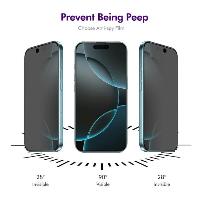 5pcs ENKAY Hat-Prince 28° Anti-peeping Tempered Glass Protector Full Screen Film, For iPhone 17 Pro Max, For iPhone 17 Pro, For iPhone 17, For iPhone Air, For iPhone 16 Pro Max, For iPhone 16 Pro, For iPhone 16 Plus, For iPhone 16, For iPhone 15 Pro Ma...