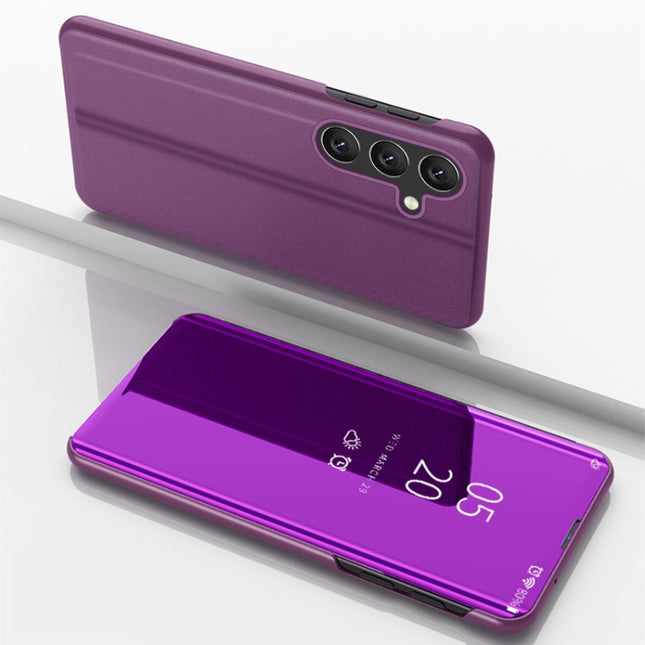 Plated Mirror Horizontal Flip Leather Phone Case with Holder, For Galaxy A55, For Galaxy A35, For Galaxy S24 Ultra 5G