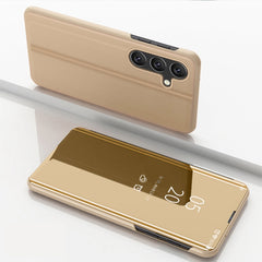 Plated Mirror Horizontal Flip Leather Phone Case with Holder, For Samsung Galaxy A56, For Samsung Galaxy A26, For Samsung Galaxy A36, For Samsung Galaxy S25 5G