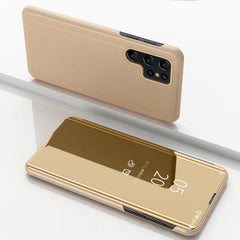 Plated Mirror Horizontal Flip Leather Phone Case with Holder, For Samsung Galaxy S25+ 5G, For Samsung Galaxy S25 Ultra 5G, For Samsung Galaxy A16 5G