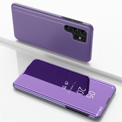 Plated Mirror Horizontal Flip Leather Phone Case with Holder, For Samsung Galaxy S25+ 5G, For Samsung Galaxy S25 Ultra 5G, For Samsung Galaxy A16 5G