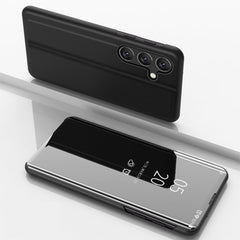 Plated Mirror Horizontal Flip Leather Phone Case with Holder, For Samsung Galaxy A36, For Samsung Galaxy S25 5G, For Samsung Galaxy S25+ 5G
