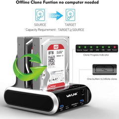 Wavlink ST336A SSD HDD Fast Offline Clone SATA  USB 3.0 External Hard Drive Case, ST336A