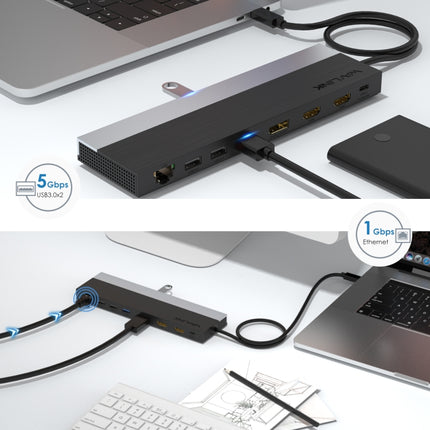 Wavlink UMD08 DisplayPort 12 in 1 Type-C Triple Display Docking Station, UMD08