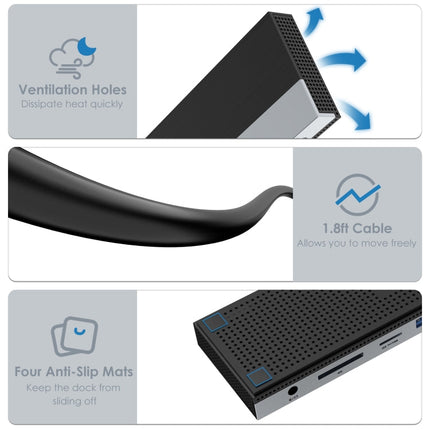 Wavlink UMD08 DisplayPort 12 in 1 Type-C Triple Display Docking Station, UMD08