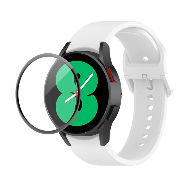 JUNSUNMAY Silicone Adjustable Strap + Full Coverage PMMA Screen Protector Kit, For Samsung Galaxy Watch4 44mm