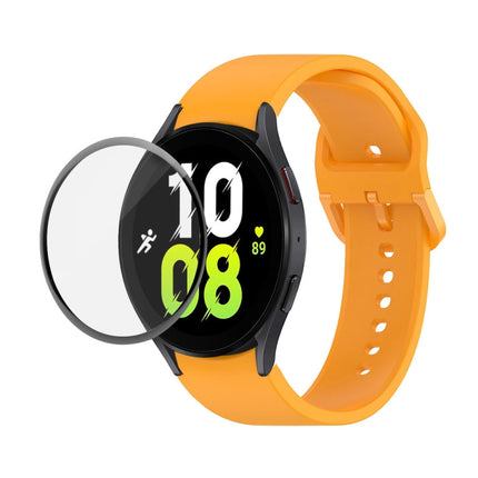JUNSUNMAY Silicone Adjustable Strap + Full Coverage PMMA Screen Protector Kit, For Samsung Galaxy Watch5 44mm