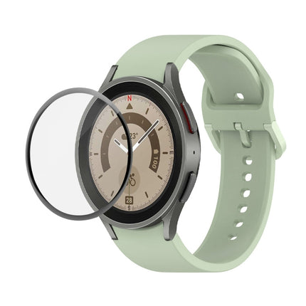 JUNSUNMAY Silicone Adjustable Strap + Full Coverage PMMA Screen Protector Kit, For Samsung Galaxy Watch5 Pro 45mm