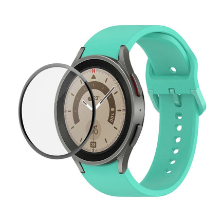 JUNSUNMAY Silicone Adjustable Strap + Full Coverage PMMA Screen Protector Kit, For Samsung Galaxy Watch5 Pro 45mm