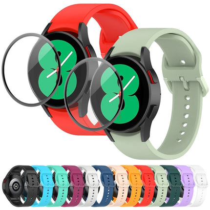JUNSUNMAY Silicone Adjustable Strap + Full Coverage PMMA Screen Protector Kit, For Samsung Galaxy Watch5 Pro 45mm
