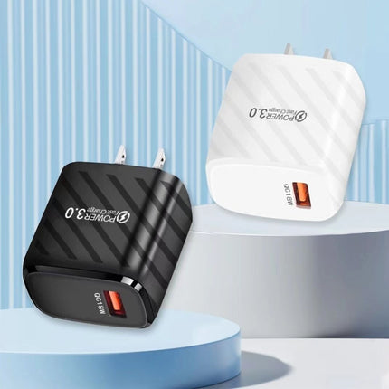 TE-005 USB3.0 QC3.0 18W 3A Interface Mobile Phone Fast Charger, US Plug, US Plug