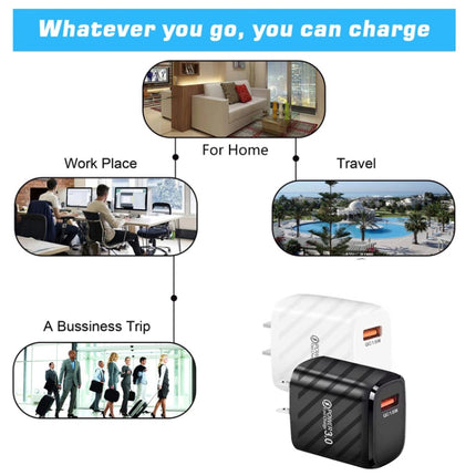 TE-005 USB3.0 QC3.0 18W 3A Interface Mobile Phone Fast Charger, US Plug, US Plug