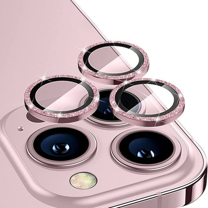 ENKAY Hat-Prince Glitter Rear Lens Aluminium Alloy Tempered Glass Film, For iPhone 15 Pro / 15 Pro Max, For iPhone 15 / 15 Plus