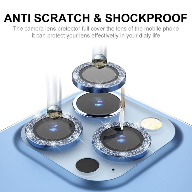 ENKAY Hat-Prince Glitter Rear Lens Aluminium Alloy Tempered Glass Film, For iPhone 15 Pro / 15 Pro Max, For iPhone 15 / 15 Plus