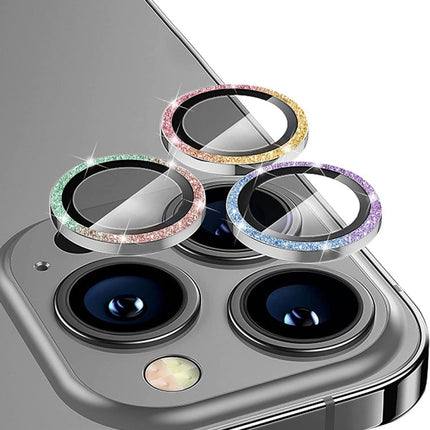 ENKAY Hat-Prince Glitter Rear Lens Aluminium Alloy Tempered Glass Film, For iPhone 15 Pro / 15 Pro Max, For iPhone 15 / 15 Plus