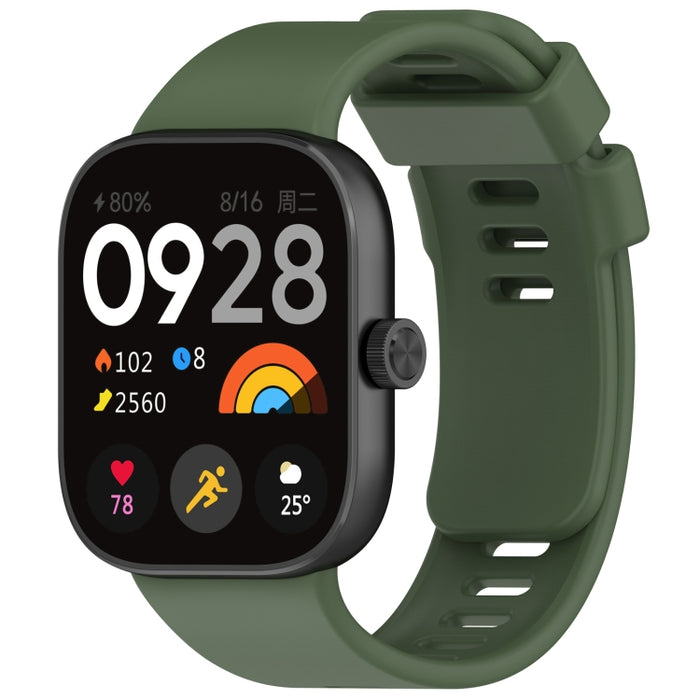 For Redmi Watch 4 Solid Color Silicone Sports Watch Band(Dark Green)