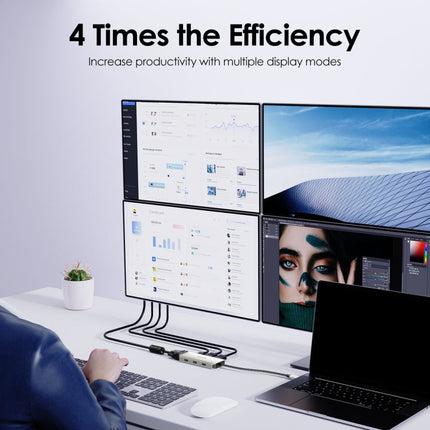 WAVLINK WL-UMD307 Type-C to 2DP + 4K HD + VGA + 3 x USB2.0 HUB Docking Station, UMD307