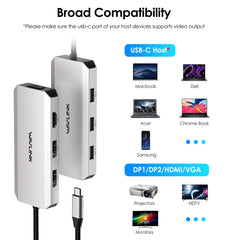 WAVLINK WL-UMD307 Type-C to 2DP + 4K HD + VGA + 3 x USB2.0 HUB Docking Station, UMD307