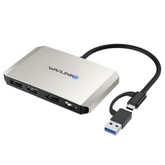 WAVLINK WL-UG69DH2 Dual Monitor USB+Type-C to Dual 4K HD DisplayPort Adapter Splitter