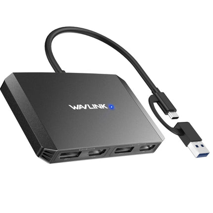 WAVLINK WL-UG69DH2 Dual Monitor USB+Type-C to Dual 4K HD DisplayPort Adapter Splitter