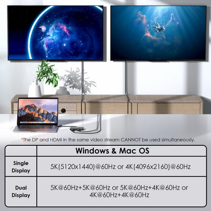 WAVLINK WL-UG69DH2 Dual Monitor USB+Type-C to Dual 4K HD DisplayPort Adapter Splitter