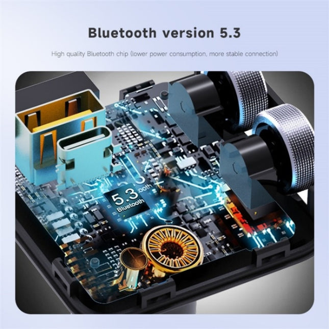 MT04 Car Bluetooth Adapter Type-C + USB Car Charger FM Transmitter HiFi Music MP3 Player, MT04