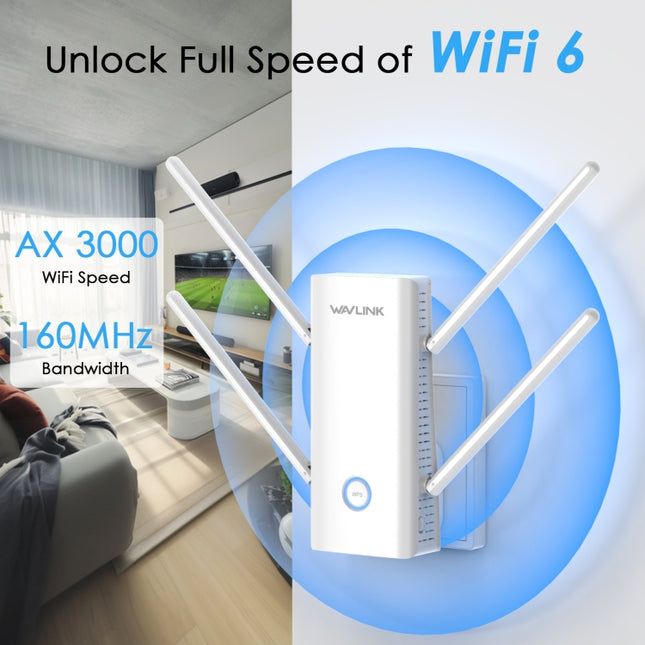 Wavlink WN583AX3 AX3000 Dual Band WiFi Repeater/AP/Router/Mesh Mode WiFi Extender, US Plug, UK Plug, AU Plug, EU Plug