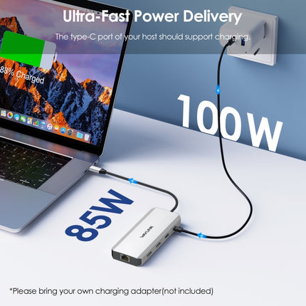 WAVLINK UMD306 12 in 1 Dual 8K Triple Monitor Multiport Adapter, UMD306