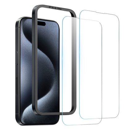 NORTHJO 2pcs Tempered Glass Film with Installation Frame - For iPhone 15 Pro